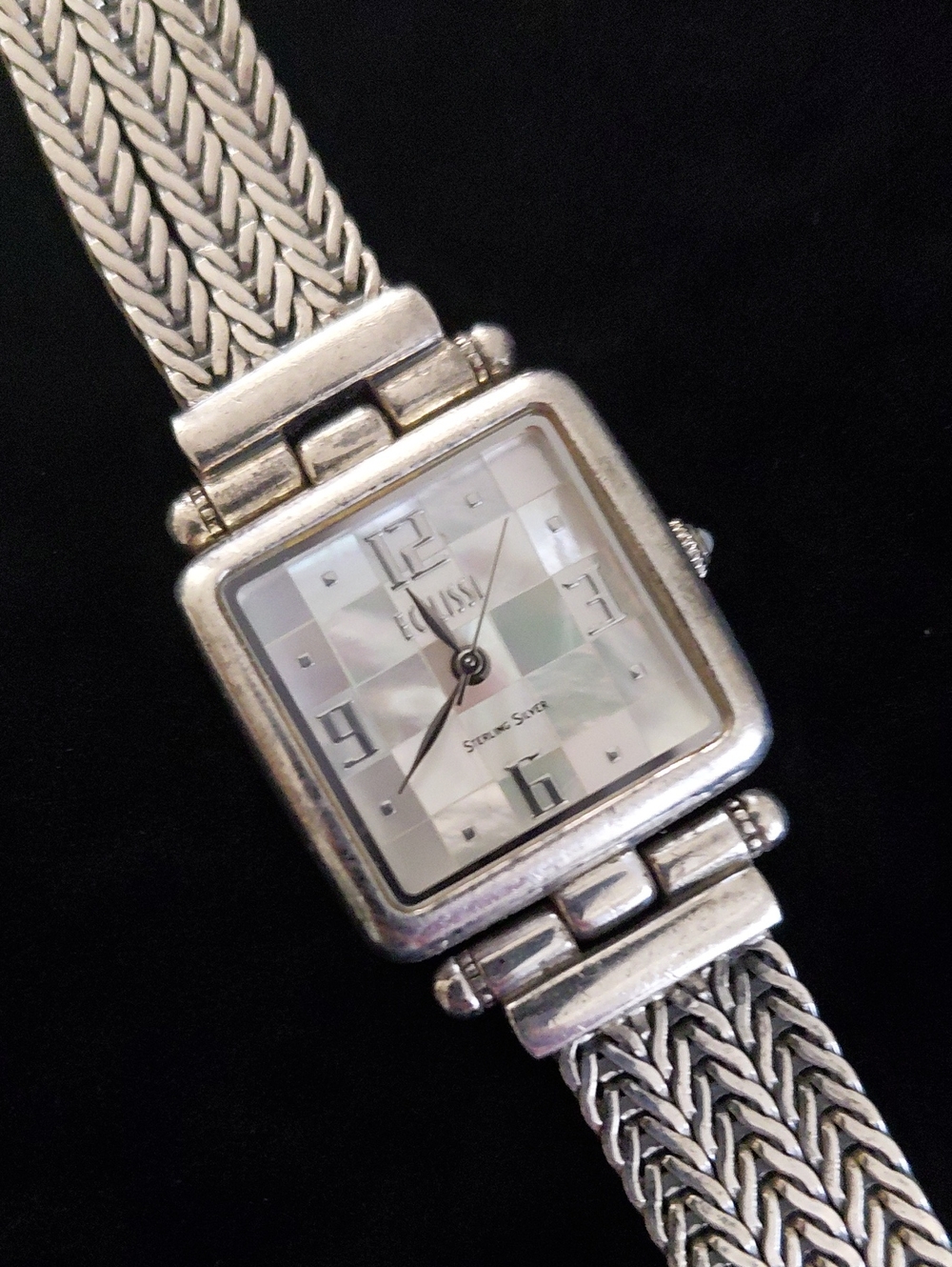 Vintage Ecclissi 925 Sterling Silver Mother of Pearl Mosaic Watch 49g